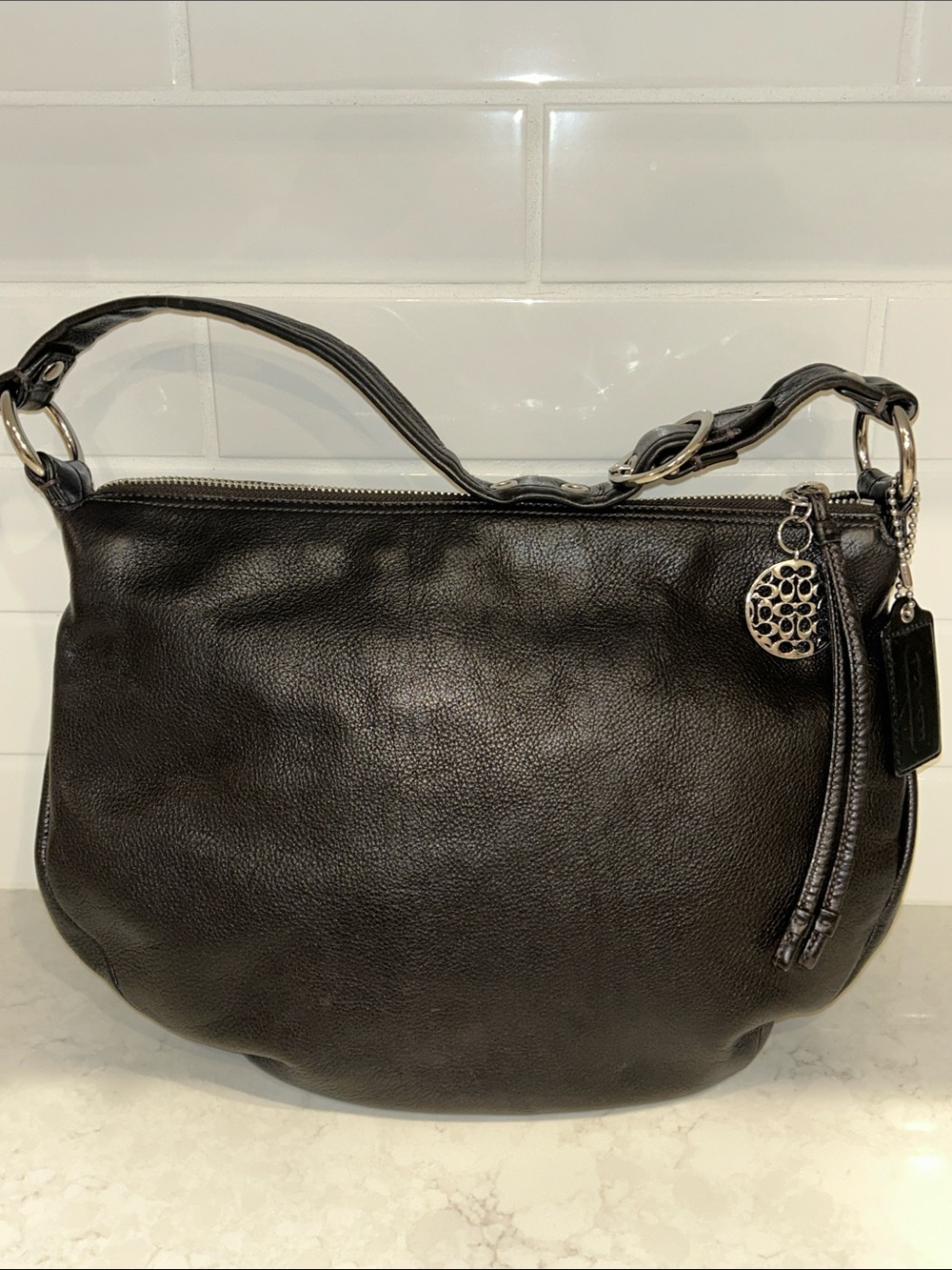 COACH 13655 Ali Hobo black leather shoulder bag